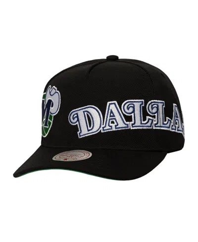 Mitchell & Ness Men's Black Dallas Mavericks Busted Logo Wordmark Wrap Around Pro Pinch Adjustable Hat