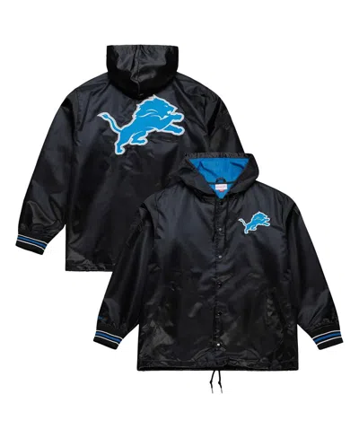 Mitchell & Ness Men's Black Detroit Lions Downtown Satin Full-snap Jacket