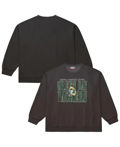 Mitchell & Ness Men's Black Green Bay Packers Downtown Crew Vintage Logo Sweatshirt