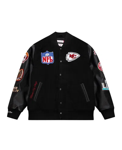 Mitchell & Ness Men's Black Kansas City Chiefs Blackout Collection Vintage Logo Full-snap Varsity Jacket