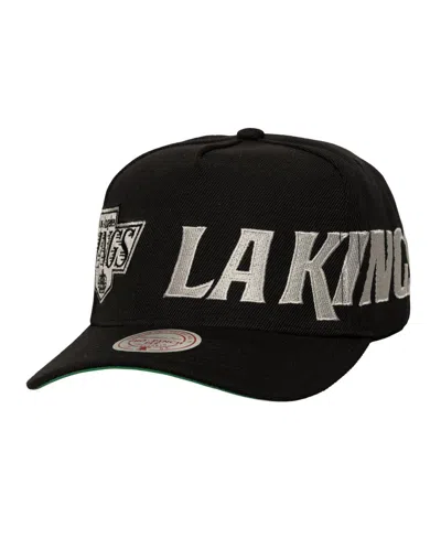 Mitchell & Ness Men's Black Los Angeles Kings Busted Logo Wordmark Wrap-around Pro Pinch Adjustable Hat
