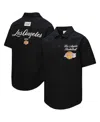 Mitchell & Ness Men's Black Los Angeles Lakers Hardwood Classics Camp Shirt In Black