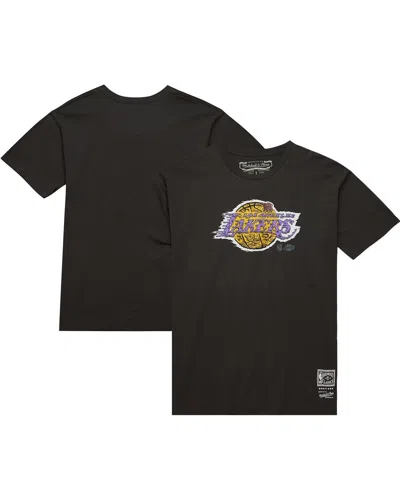 Mitchell & Ness Men's Black Los Angeles Lakers Hardwood Classics Deconstructed T-shirt In Brown