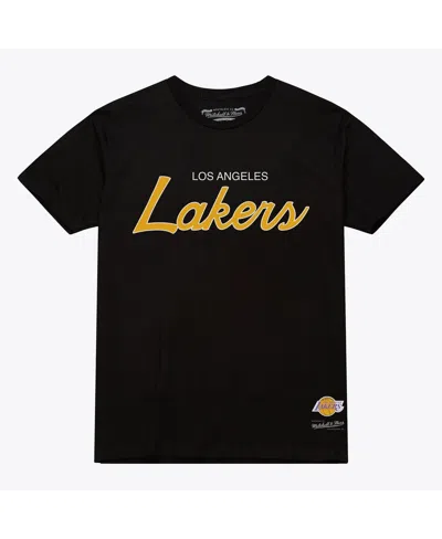 Mitchell & Ness Men's Black Los Angeles Lakers Vintage Wordmark T-shirt In Blue