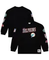 Mitchell & Ness Men's Black Miami Dolphins Training Camp Vintage Logos Long Sleeve T-shirt In Black