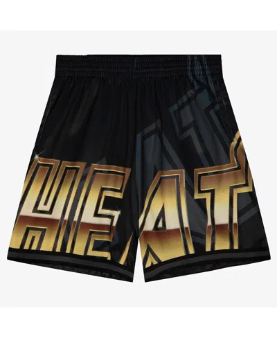 Mitchell & Ness Men's Black Miami Heat Big Face 4.0 Fashion Shorts