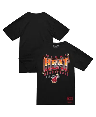 Mitchell & Ness Men's Black Miami Heat Worldwide Collection Glow Up T-shirt