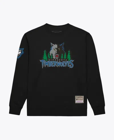 Mitchell & Ness Men's Black Minnesota Timberwolves Duel Logos Sweatshirt In Transparent