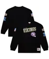 Mitchell & Ness Black Minnesota Vikings Training Camp Vintage Logos Long Sleeve T-shirt In Black