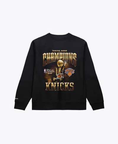Mitchell & Ness Men's Black New York Knicks 2026 Nba Finals Champions Crewneck Sweatshirt In Multi