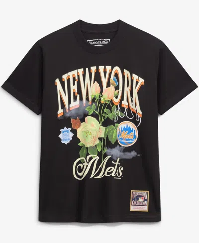 Mitchell & Ness Men's Black New York Mets Cooperstown Floral T-shirt In Multi