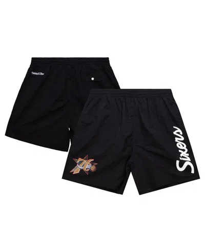 Mitchell & Ness Men's Black Philadelphia 76ers Team Essentials Nylon Shorts