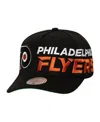 Mitchell & Ness Men's Black Philadelphia Flyers Busted Logo Wordmark Wrap-around Pro Pinch Adjustable Hat In Black