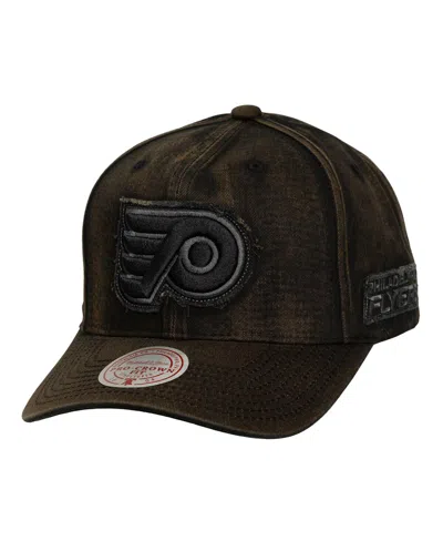 Mitchell & Ness Men's Black Philadelphia Flyers Downtown Snow Wash Pro-crown Adjustable Hat In Brown