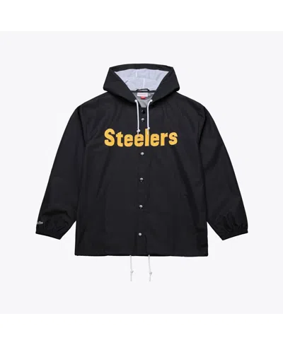 Mitchell & Ness Men's Black Pittsburgh Steelers Coaches Full-snap Hooded Windbreaker Jacket