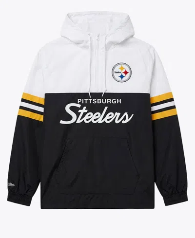 Mitchell & Ness Men's Black Pittsburgh Steelers Head Coach Anorak Quarter-zip Windbreaker Jacket In Animal Print
