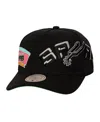 Mitchell & Ness Men's Black San Antonio Spurs Busted Logo Wordmark Wrap-around Pro Pinch Adjustable Hat In Black