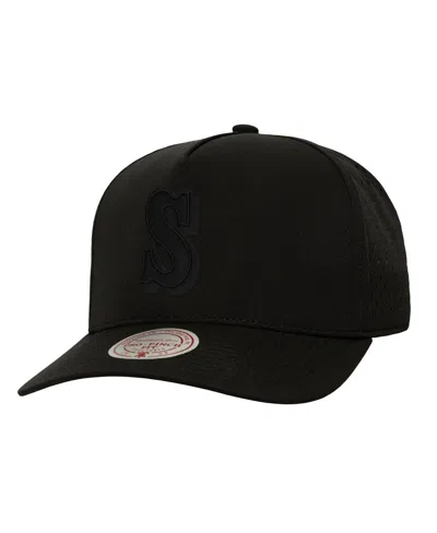 MITCHELL & NESS MEN'S BLACK SEATTLE MARINERS PERFECT ICON PRO PINCH SNAPBACK HAT