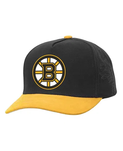Mitchell & Ness Men's Black/gold Boston Bruins May Flowers Pro Crown Adjustable Hat