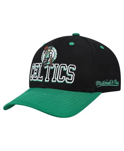 Mitchell & Ness Men's Black/kelly Green Boston Celtics Backside Script 2-tone Pro Crown Adjustable Hat
