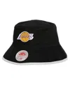 Mitchell & Ness Men's Black/light Blue Los Angeles Lakers Flip It Reversible Bucket Hat In Black
