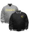 Mitchell & Ness Men's Black/silver Pittsburgh Steelers Big Tall Throwback Reversible Full-zip Jacket In Black