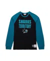 Mitchell & Ness Men's Black/teal San Jose Sharks Legendary Slub Raglan Long Sleeve T-shirt In Black