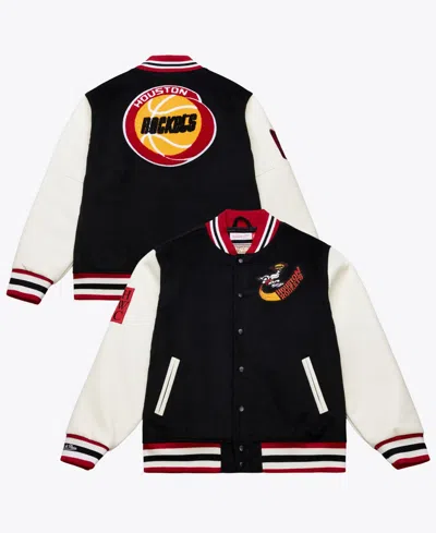 Mitchell & Ness Men's Black/white Houston Rockets Hardwood Classics Off Day Full-snap Varsity Jacket In Multi