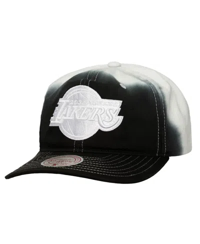 Mitchell & Ness Men's Black/white Los Angeles Lakers Dip Dye Pro Crown Adjustable Hat