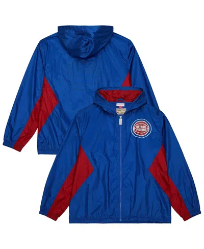 Mitchell & Ness Men's Blue Detroit Pistons Playmaker Full-zip Hooded Windbreaker Jacket