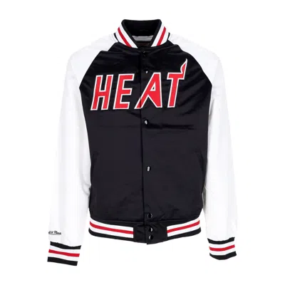 Mitchell & Ness Men's Bomber Jacket Nba Primetime Lw Satin Jacket Hardwood Classics Miahea Black