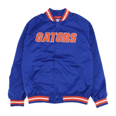 Mitchell & Ness Men's Bomber Jacket Ncaa Lightweight Satin Jacket Flogat Royal/orange