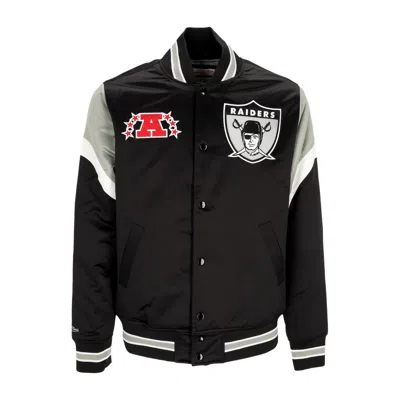Mitchell & Ness Men's Bomber Jacket Nfl Heavyweight Satin Jacket Oakrai Original Team Colors