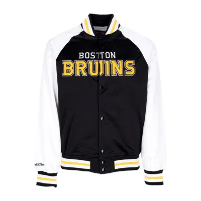 Mitchell & Ness Men's Bomber Jacket Nhl Primetime Lw Satin Jacket Bosbru Black