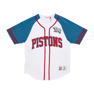 Mitchell & Ness Men's Button Jacket Nba Practice Day Button Front Jersey Hardwood Classics Detpis In White