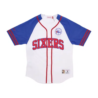 Mitchell & Ness Men's Button Jacket Nba Practice Day Button Front Jersey Hardwood Classics Phi76e In White