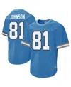 Mitchell & Ness Men's Calvin Johnson 81 Blue Detroit Lions Retired Player Name Number Mesh T-shirt In Blue