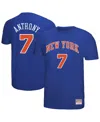 Mitchell & Ness Carmelo Anthony Royal New York Knicks Hardwood Classics Retro Name & Number T-shirt In Blue