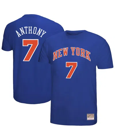 Mitchell & Ness Men's Carmelo Anthony Royal New York Knicks Hardwood Classics Retro Name Number T-shirt In Blue