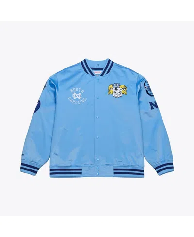 Mitchell & Ness Men's Carolina Blue North Carolina Tar Heels Double Clutch Lightweight Satin Full-snap Jacket