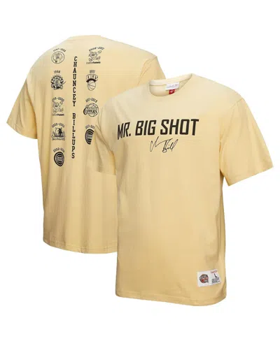 Mitchell & Ness Men's Chauncey Billups Cream Detroit Pistons Premium T-shirt In Gold