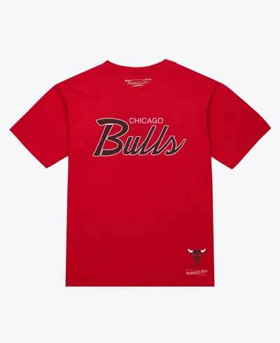 Mitchell & Ness Men's Chicago Bulls Vintage Wordmark Printed Graphics T-shirt In Red