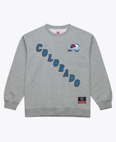 Mitchell & Ness Men's Colorado Avalanche Core Wordmark Crewneck Graphic Sweatshirt In Heather Gray