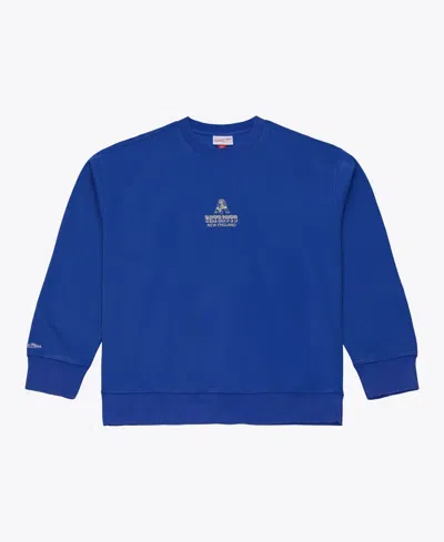 Mitchell & Ness Men's Core Essentials Micro Logo Crewneck Fleece Sweatshirt In Blue