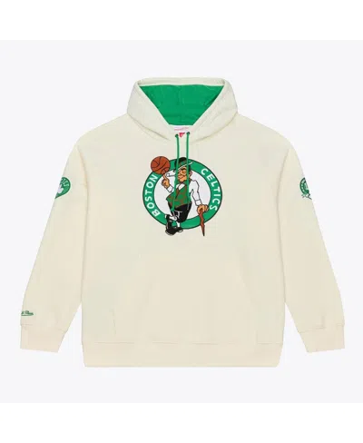 Mitchell & Ness Men's Cream Boston Celtics Hardwood Classics Chainstitch Premium Fleece Hoodie In Neutral