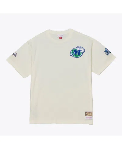 Mitchell & Ness Men's Cream Dallas Mavericks Hardwood Classics Chainstitch Premium T-shirt In White