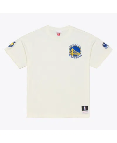 Mitchell & Ness Men's Cream Golden State Warriors Hardwood Classics Chainstitch Premium T-shirt In White