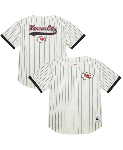 Mitchell & Ness Cream Kansas City Chiefs Final Seconds Vintage Logo Mesh Button-up Shirt In Yellow
