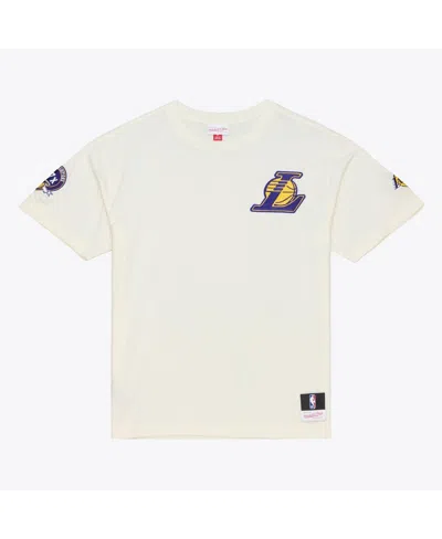 Mitchell & Ness Cream Los Angeles Lakers Hardwood Classics Chainstitch Premium T-shirt In Multi