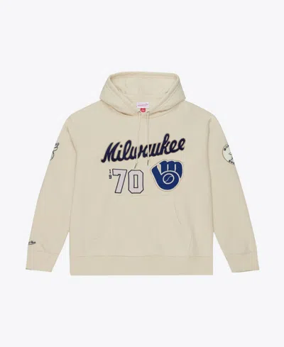 Mitchell & Ness Men's Cream Milwaukee Brewers Yacht Rock Fleece Hoodie In White